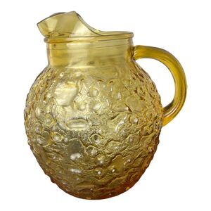 Anchor Hocking Lido Honey Gold Amber 96oz Pitcher Milano Lido Crinkle Vintage